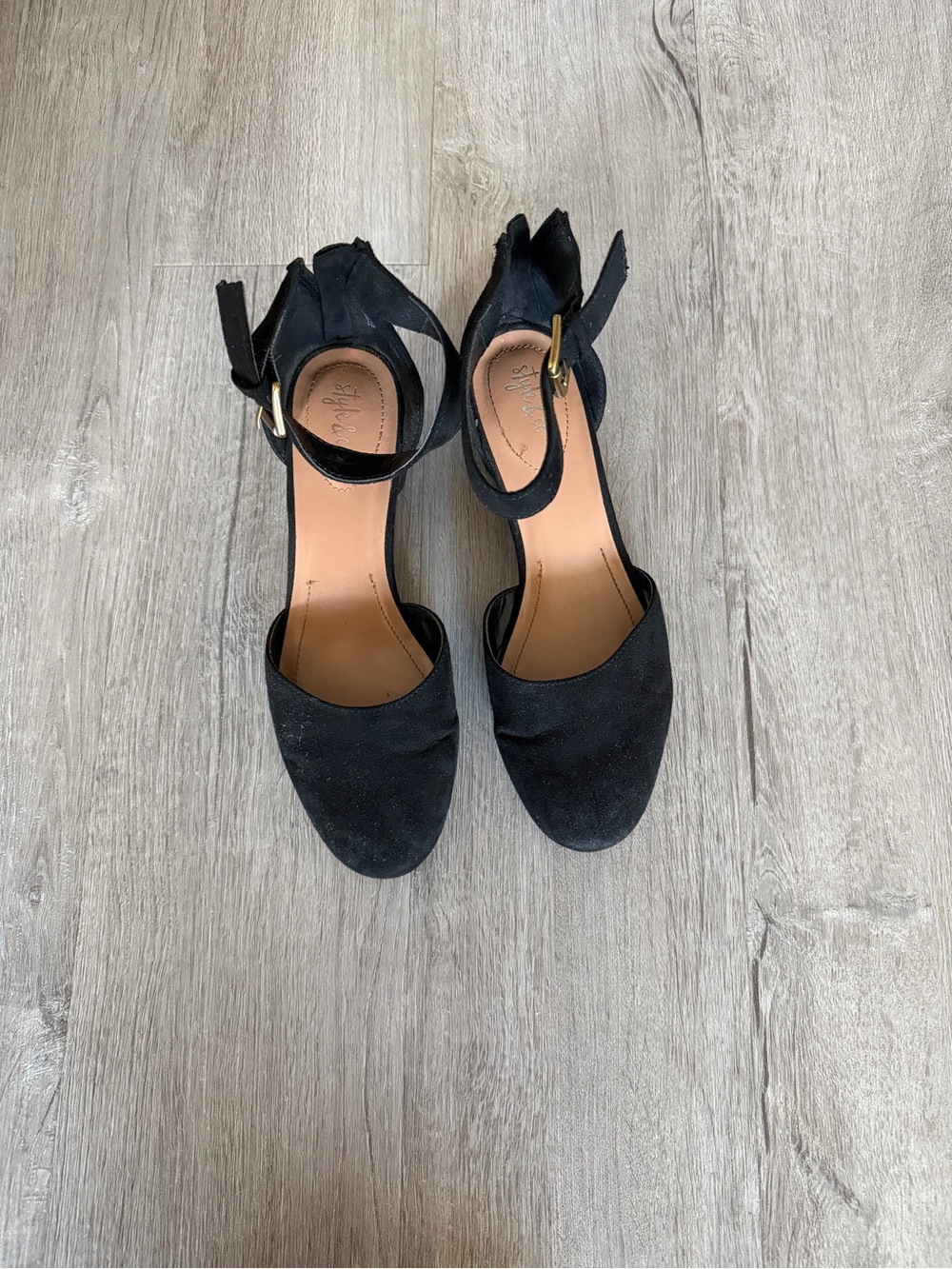 Style & Co. Black Suede Ankle-Strap Heels